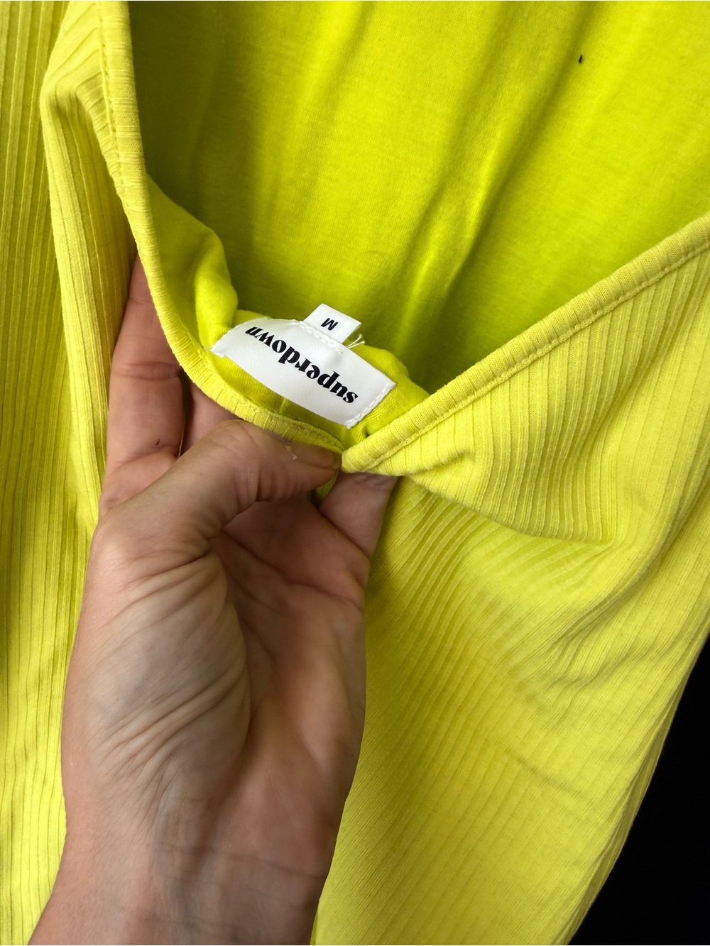 superdown Neon Yellow Ribbed Scoop Tank - Picture 3 of 3